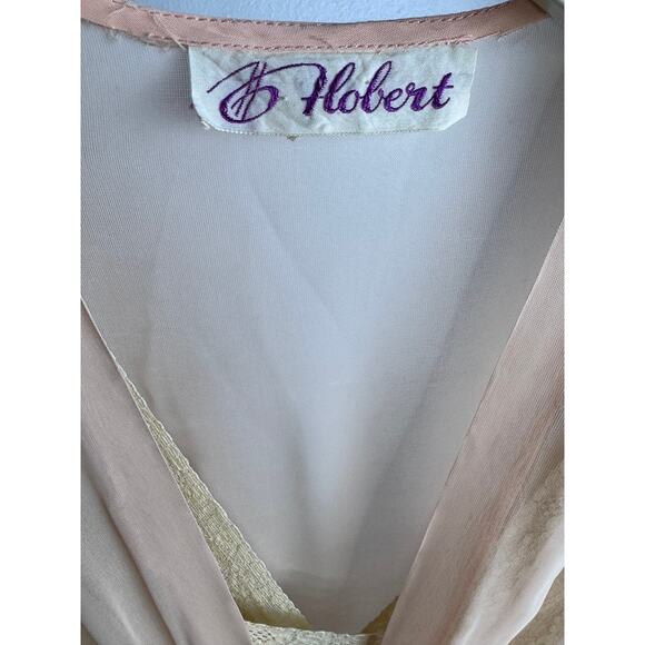 Vintage 1930s Robe Nightgown Set Peignoir Pale Pink Ivory Small sz 2 Lace Hobert - Picture 8 of 9